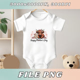 Mother's Day PNG Highland Cow Mom Sublimation Design Floral Clipart Funny Retro Mom PNG Happy Mothers Day Gift