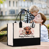 Mother's Day PNG Highland Cow Mom Sublimation Design Floral Clipart Funny Retro Mom PNG Happy Mothers Day Gift