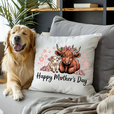 Mother's Day PNG Highland Cow Mom Sublimation Design Floral Clipart Funny Retro Mom PNG Happy Mothers Day Gift