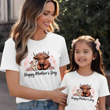 Mother's Day PNG Highland Cow Mom Sublimation Design Floral Clipart Funny Retro Mom PNG Happy Mothers Day Gift
