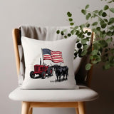 Western Highland Cow USA Flag Tractor PNG 4th of July Patriotic Farm Life Freedom Vintage Rustic Sublimation Country Independence Day