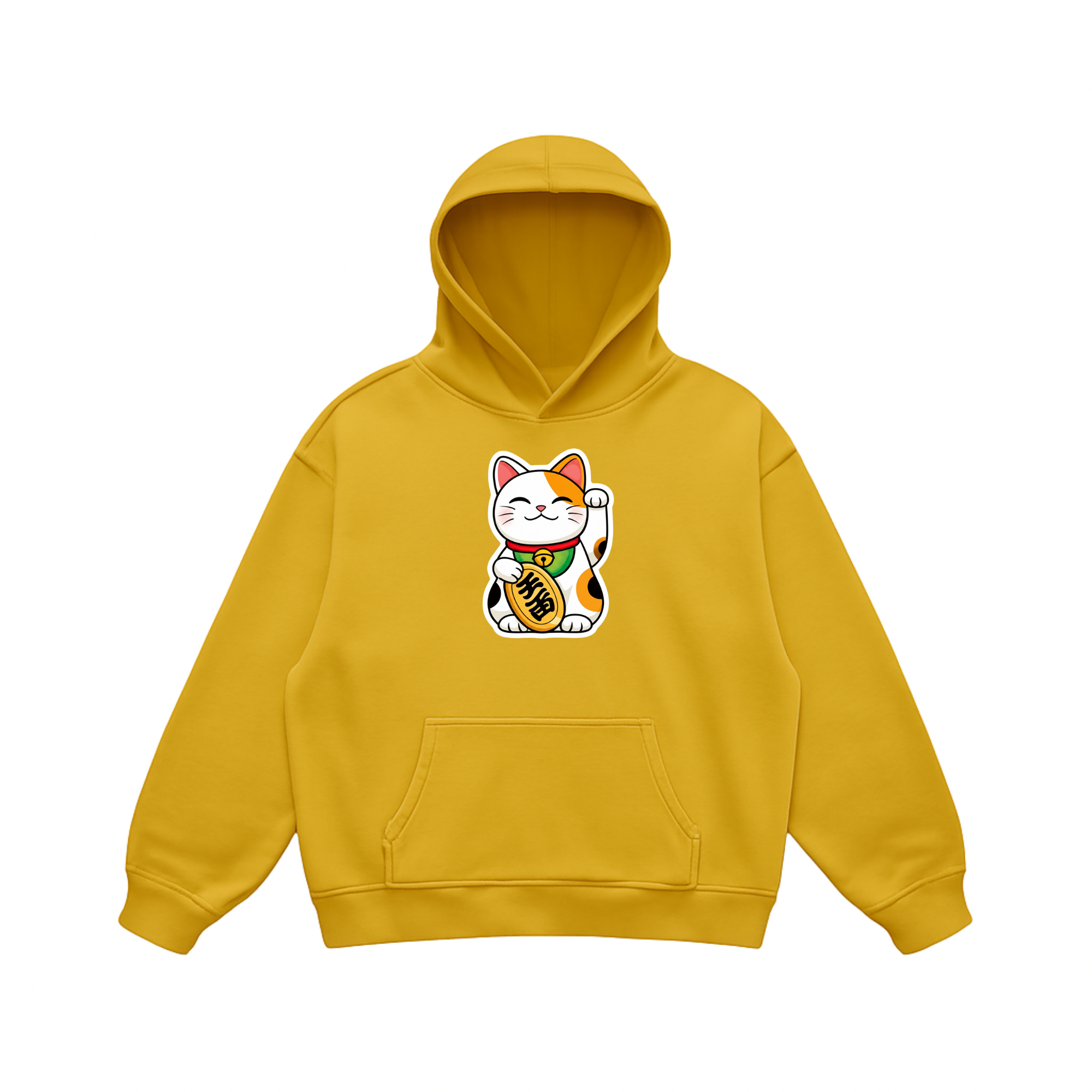 Lucky Cat Vibes – Maneki Neko Hoodie for Good Fortune