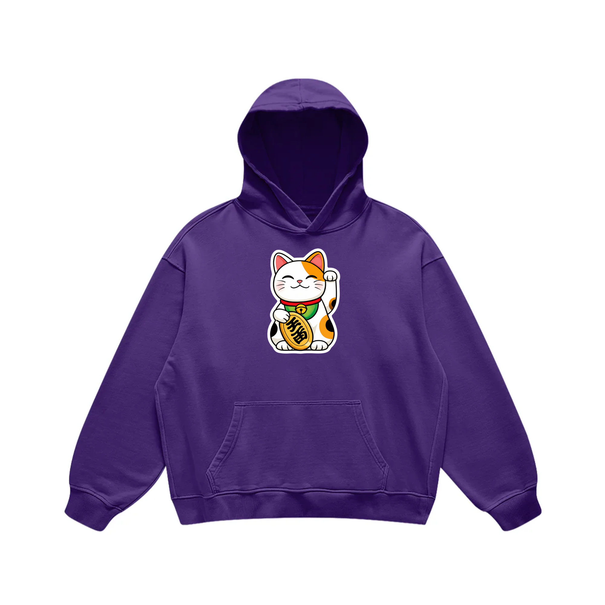 Lucky Cat Vibes – Maneki Neko Hoodie for Good Fortune