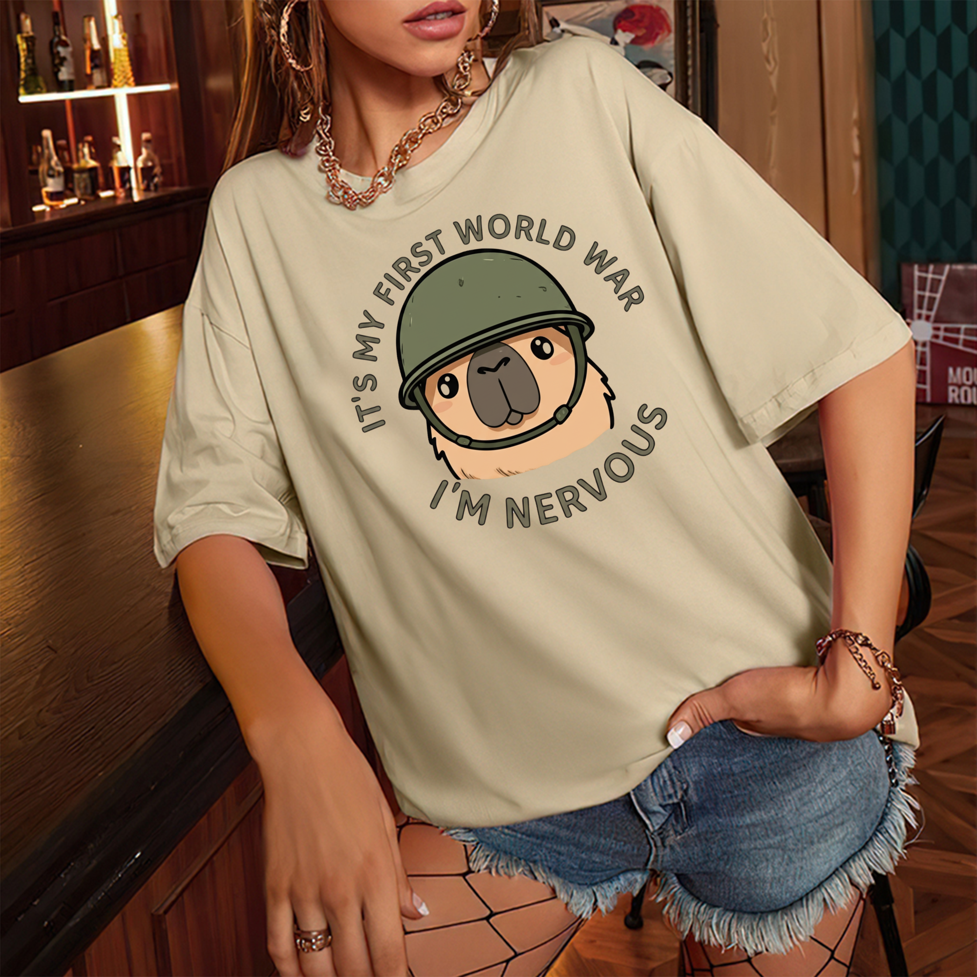 Just Vibing with My Capybara – Funny Animal T-Shirt